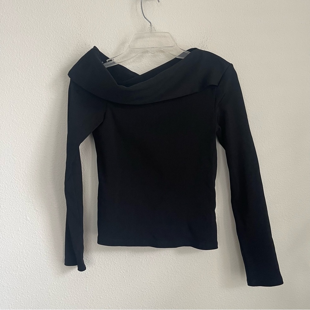 Rag & Bone New York Stretch Striped One Shoulder Long Sleeve Top